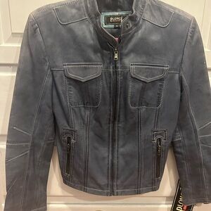 Plonge Blue genuine Leather Jacket Medium NWT